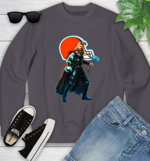 NFL Thor Avengers Endgame Football Cleveland Browns Youth Sweatshirt 6