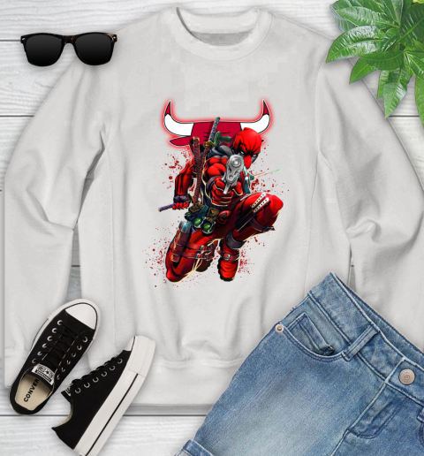 NBA Deadpool Marvel Comics Sports Basketball Chicago Bulls Youth Sweatshirt