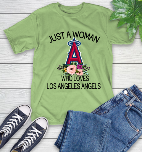 MLB Just A Woman Who Loves Los Angeles Angels Baseball Sports T-Shirt 9