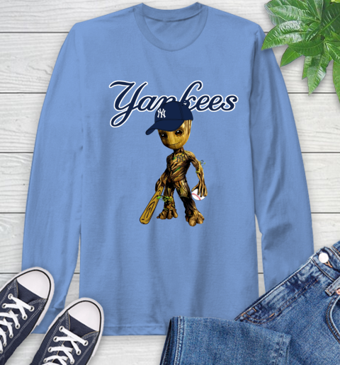 MLB New York Yankees Groot Guardians Of The Galaxy Baseball Long Sleeve T-Shirt 11
