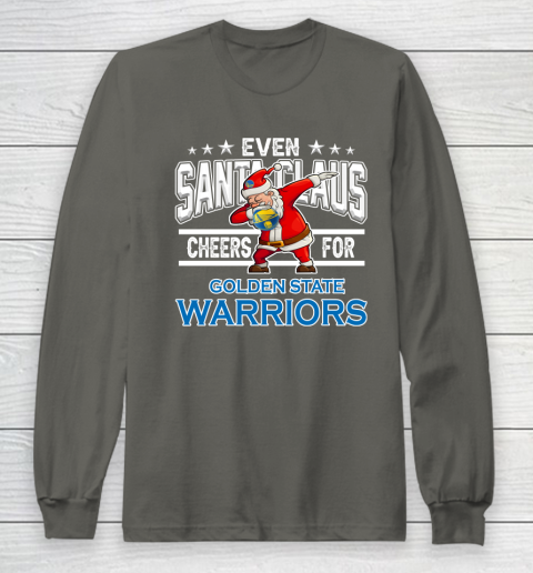 Golden State Warriors Even Santa Claus Cheers For Christmas NBA Long Sleeve T-Shirt 5