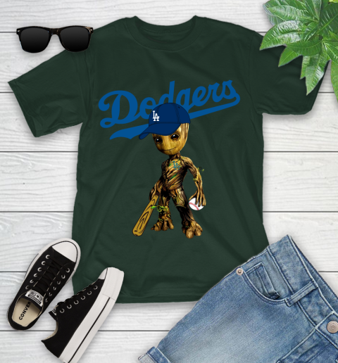 MLB Los Angeles Dodgers Groot Guardians Of The Galaxy Baseball Youth T-Shirt 5