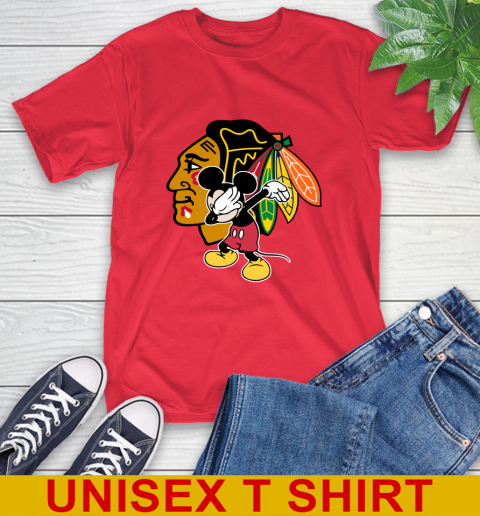 Chicago Blackhawks NHL Hockey Dabbing Mickey Disney Sports T-Shirt 10