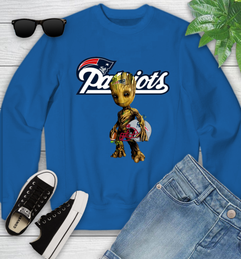 New England Patriots NFL Football Groot Marvel Guardians Of The Galaxy Youth Sweatshirt 8