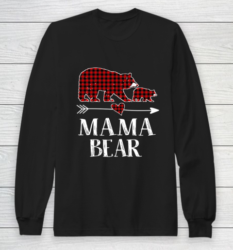 Mama Bear Christmas Pajama Red Plaid Buffalo Family Gift Long Sleeve T-Shirt