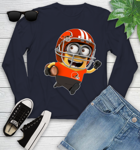 NFL Cleveland Browns Minions Disney Football Sports Youth Long Sleeve 3