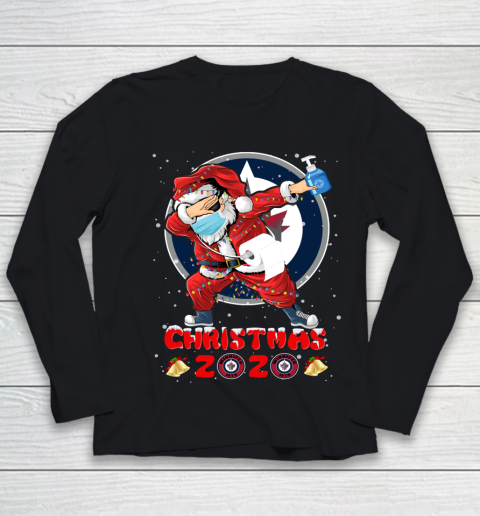 Winnipeg Jets Funny Santa Claus Dabbing Christmas 2020 NHL Youth Long Sleeve