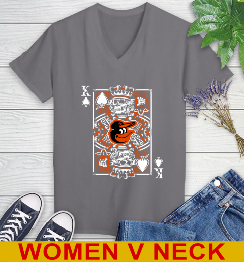 Baltimore Orioles MLB Baseball The King Of Spades Death Cards Shirt Women's V-Neck T-Shirt 11