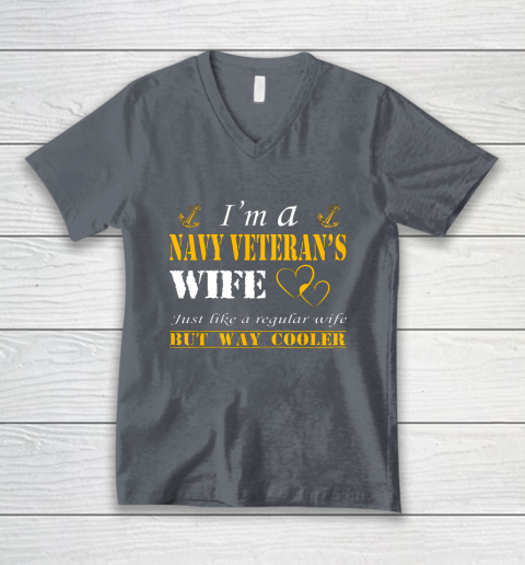 Womens I am a Navy veterans wife t shirt Navy veteran V-Neck T-Shirt 4