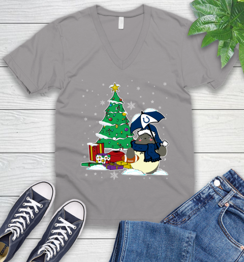 Indianapolis Colts NFL Football Cute Tonari No Totoro Christmas Sports V-Neck T-Shirt 3