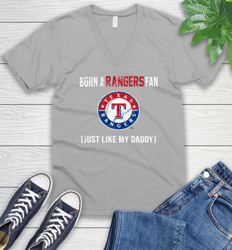 MLB Baseball Texas Rangers Loyal Fan Just Like My Daddy Shirt V-Neck T-Shirt 3