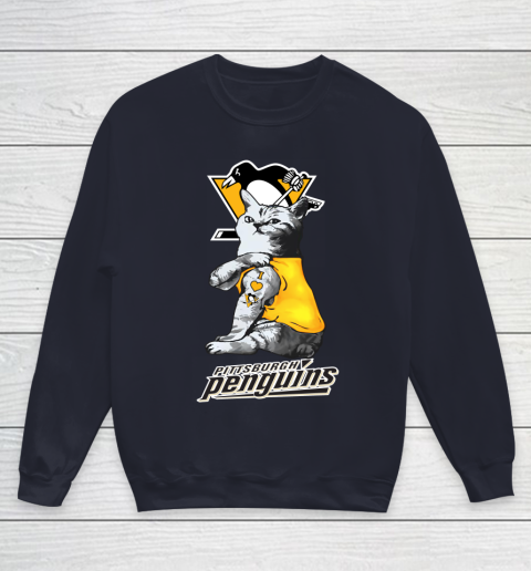 NHL My Cat Loves Pittsburgh Penguins Hockey Youth Sweatshirt 2