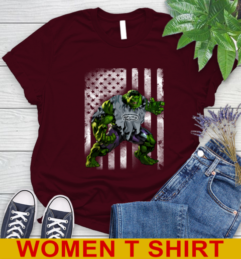 San Antonio Spurs Hulk Marvel Avengers NBA Basketball American Flag Women's T-Shirt 6