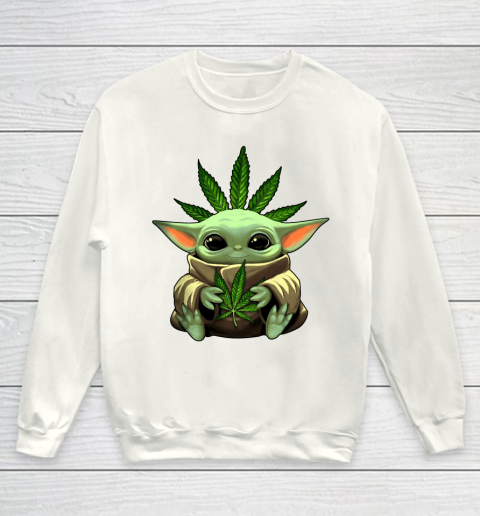 Baby Yoda Hug Marijuana Canabis Youth Sweatshirt 2