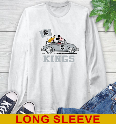 NHL Hockey Los Angeles Kings Pluto Mickey Driving Disney Shirt Long Sleeve T-Shirt