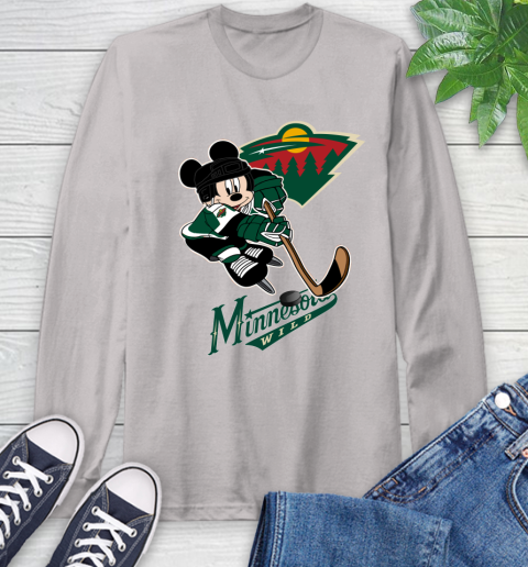 NHL Minnesota Wild Mickey Mouse Disney Hockey T Shirt Long Sleeve T-Shirt 12