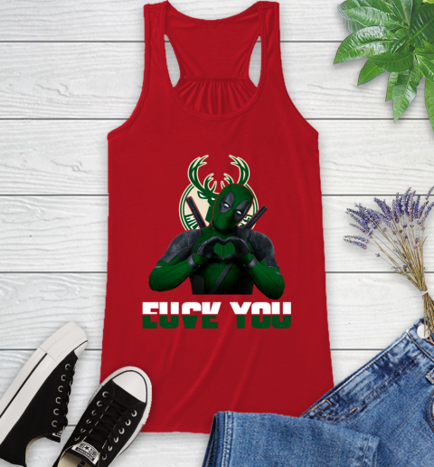 NBA Milwaukee Bucks Deadpool Love You Fuck You Basketball Sports Racerback Tank 5