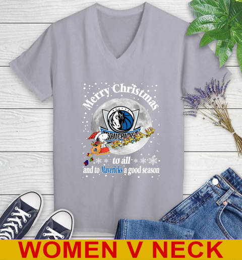 Dallas Mavericks Merry Christmas To All And To Mavericks A Good Season NBA Basketball Sports Women's V-Neck T-Shirt 4
