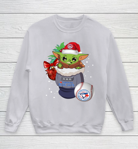 Toronto Blue Jays Christmas Baby Yoda Star Wars Funny Happy MLB Youth Sweatshirt 4