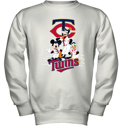 Minnesota Twins Mickey Donald And Goofy Baseball Youth Sweatshirt