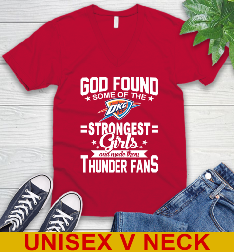 Oklahoma City Thunder NBA Basketball God Found Some Of The Strongest Girls Adoring Fans V-Neck T-Shirt 6