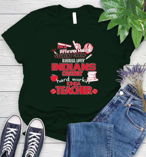 Cleveland Indians MLB I'm A Difference Making Student Caring Baseball Loving Kinda Teacher Women's T-Shirt 6
