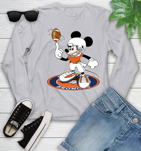 NFL Football Denver Broncos Cheerful Mickey Disney Shirt Youth Long Sleeve 5