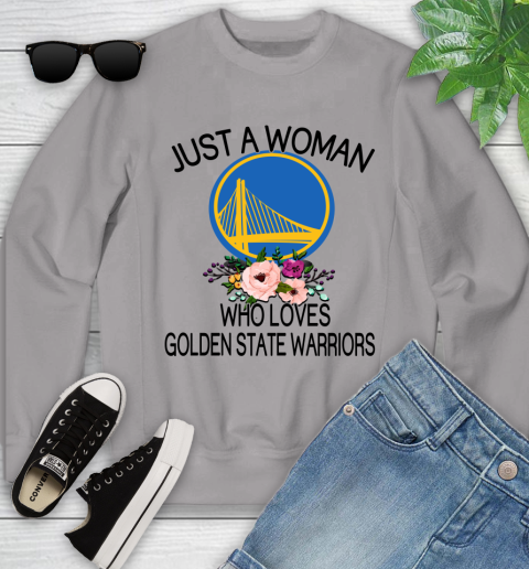 NBA Just A Woman Who Loves Golden State Warriors Basketball Sports Youth Sweatshirt 2