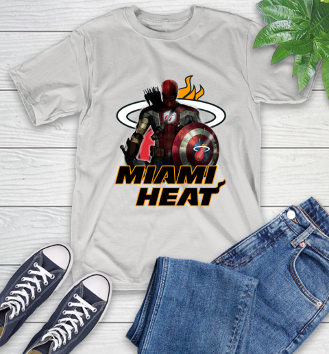 Miami Heat NBA Basketball Captain America Thor Spider Man Hawkeye Avengers T-Shirt