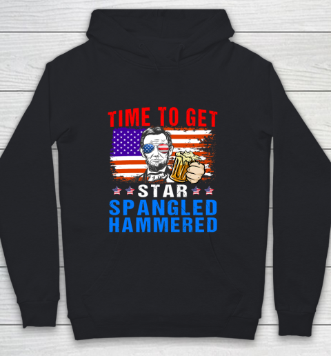 Beer Lover Shirt 4th of July Time To Get Star Spangled Hammered Lincoln Beer USA Flag Youth Hoodie