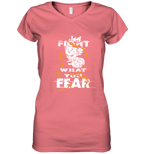 e82u dragon ball vegeta ndash fight what you fear women v neck t shirt 39 front coral