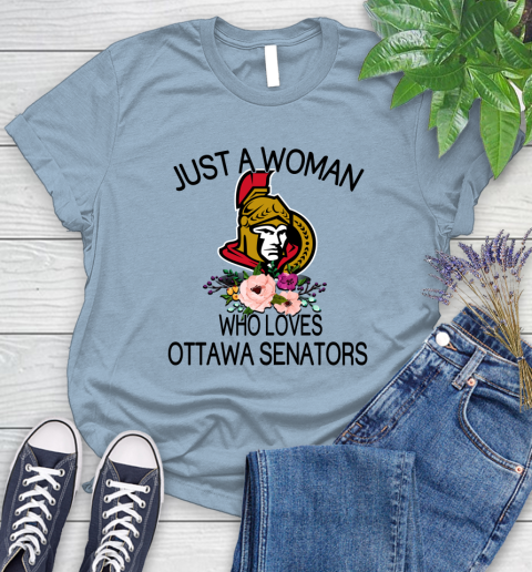 NHL Just A Woman Who Loves Ottawa Senators Hockey Sports Women's T-Shirt 6