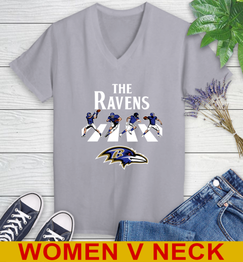 NFL Football Baltimore Ravens The Beatles Rock Band Shirt Women's V-Neck T-Shirt 4