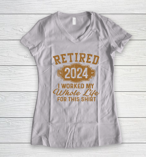 Retirement Gifts Men Women Retired 2024 Women's V-Neck T-Shirt
