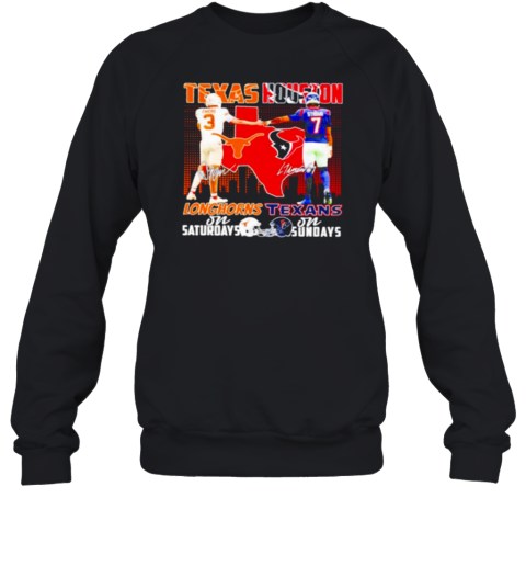 Texas Longhorns on Saturdays Texas Houston on Sundays signature Sweatshirt