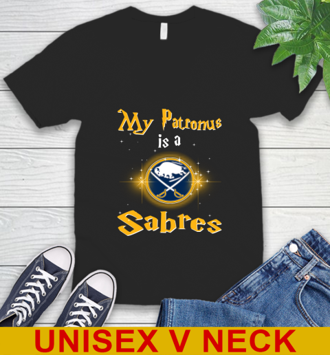NHL Hockey Harry Potter My Patronus Is A Buffalo Sabres V-Neck T-Shirt