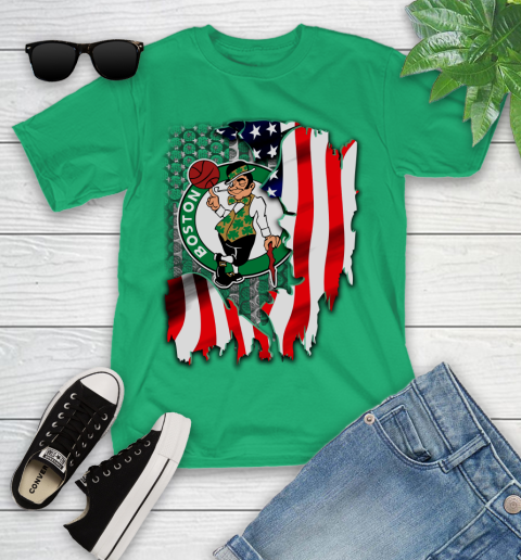Boston Celtics NBA Basketball American Flag Youth T-Shirt 8