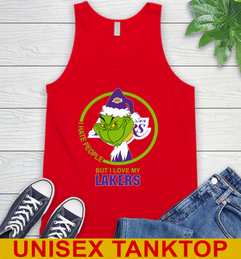 Los Angeles Lakers NBA Christmas Grinch I Hate People But I Love My Favorite Basketball Team Tank Top 6