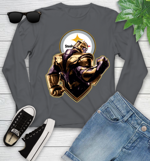 NFL Thanos Avengers Endgame Football Sports Pittsburgh Steelers Youth Long Sleeve 8