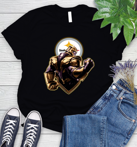 NFL Thanos Avengers Endgame Football Sports Pittsburgh Steelers Women's T-Shirt 2