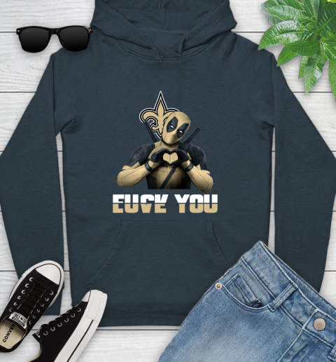 NHL New Orleans Saints Deadpool Love You Fuck You Football Sports Youth Hoodie 10
