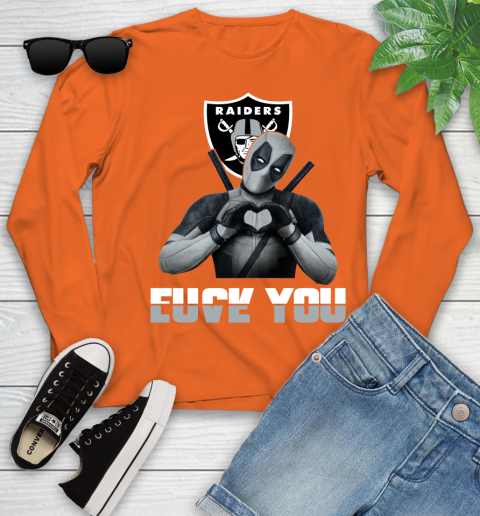 NHL Oakland Raiders Deadpool Love You Fuck You Football Sports Youth Long Sleeve 3