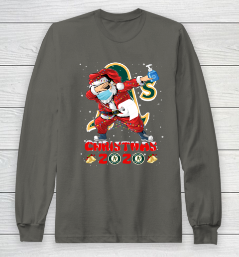 Oakland Athletics Funny Santa Claus Dabbing Christmas 2020 MLB Long Sleeve T-Shirt 5