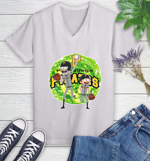 MLB Pittsburgh Pirates Rick And Morty Baseball Sports Women's V-Neck T-Shirt