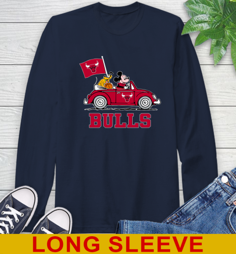 NBA Basketball Chicago Bulls Pluto Mickey Driving Disney Shirt Long Sleeve T-Shirt 4
