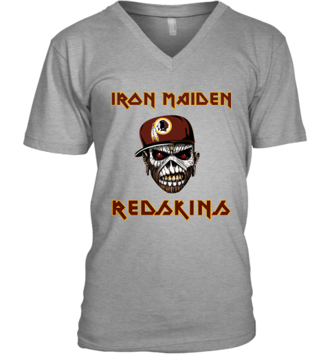 NFL Washington Redskins Iron Maiden Rock Band Music Football Sports 5Bn1RKGjRAI v neck unisex 8 95 151514 front sport grey