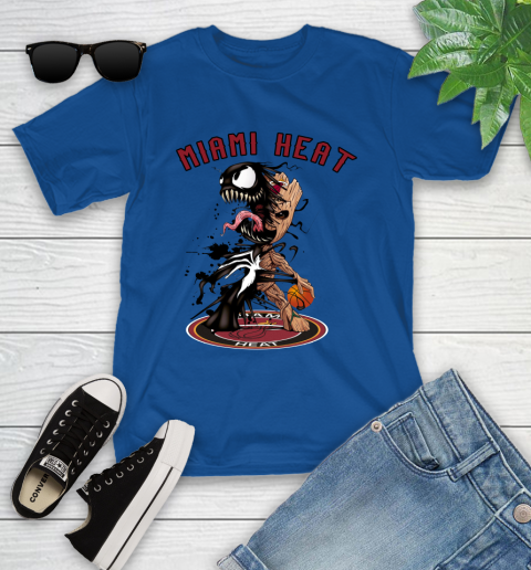 NBA Miami Heat Basketball Venom Groot Guardians Of The Galaxy Youth T-Shirt 9