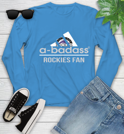 MLB A Badass Colorado Rockies Fan Adidas Baseball Sports Youth Long Sleeve - Image 9