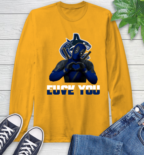 NHL Vancouver Canucks Deadpool Love You Fuck You Hockey Sports Long Sleeve T-Shirt 2