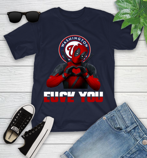 MLB Washington Nationals Deadpool Love You Fuck You Baseball Sports Youth T-Shirt 17